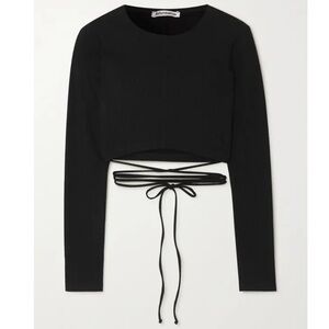 Reformation black wrap crop top